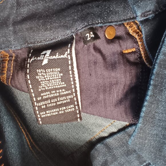 7 For All Mankind Jeans Size 24/0 The Mid Rise Ankle Skinny Dark Wash - Picture 6 of 11